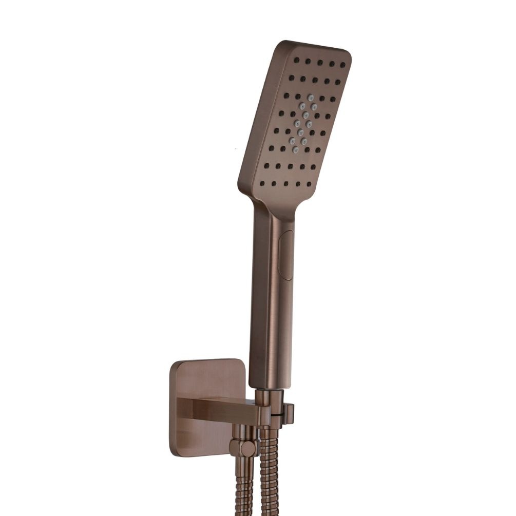 JTP Hix Brushed Bronze Square Shower Handset & Hose Kit Cut Out